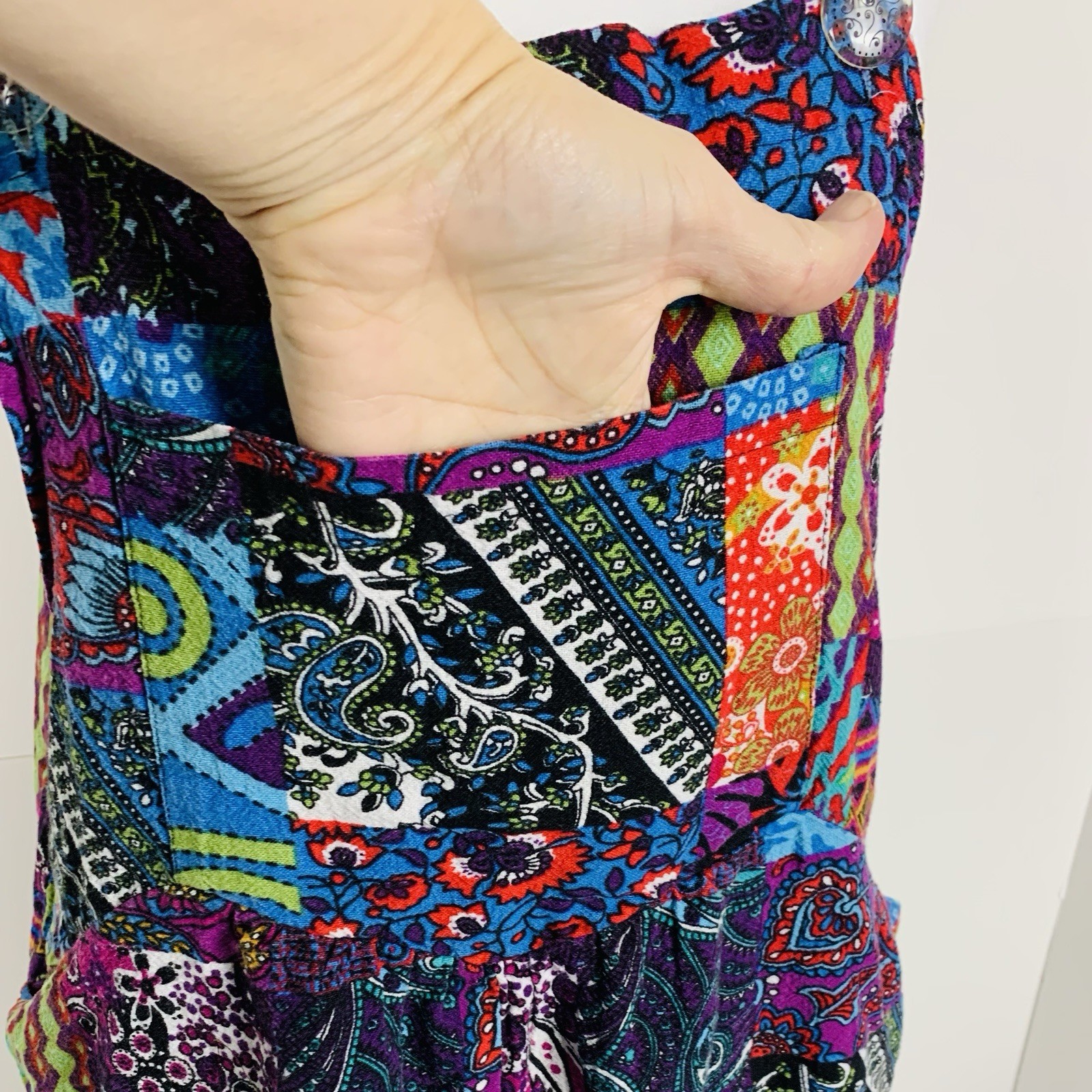 Women Patchwork Overalls M Approx. Lightweight Sl… - image 5