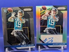 Allen Lazard 2 Rookie Card 2018 Panini Prizm Silver Auto #RA-AL + Base #294 RC. rookie card picture