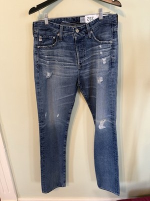 AG Adriano Goldschmied The Pipe Straight Blue Distressed Denim Jeans Men