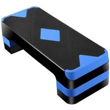 Blue Exercise Gym Workout Aerobic Step Cardio Fitness Step Deck w/ 4 Risers 27"