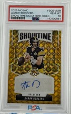 2025 Panini Mosaic Aaron Rodgers Auto Showtime 8/10 Psa 10 Pittsburgh Steelers