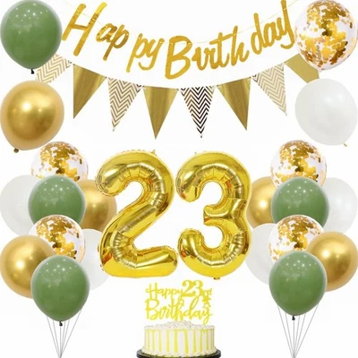 Décoration de 23e anniversaire pour homme et femme – Ballons de fête vert - Photo 1/4
