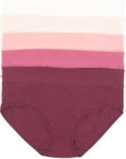 Felina Women 5 Pack Pima Cotton Wide Waistband Hipster, Rose All Day, Small