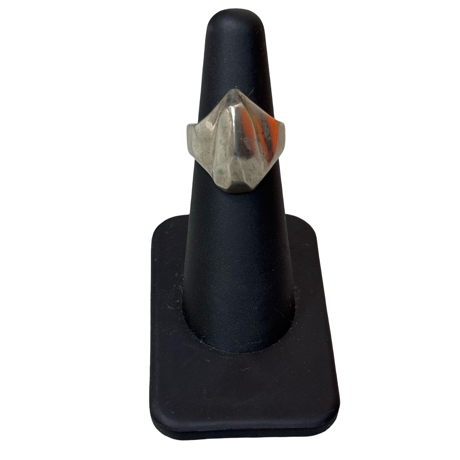 Vintage Solid Silver Statement Ring Size 5 Geomet… - image 2