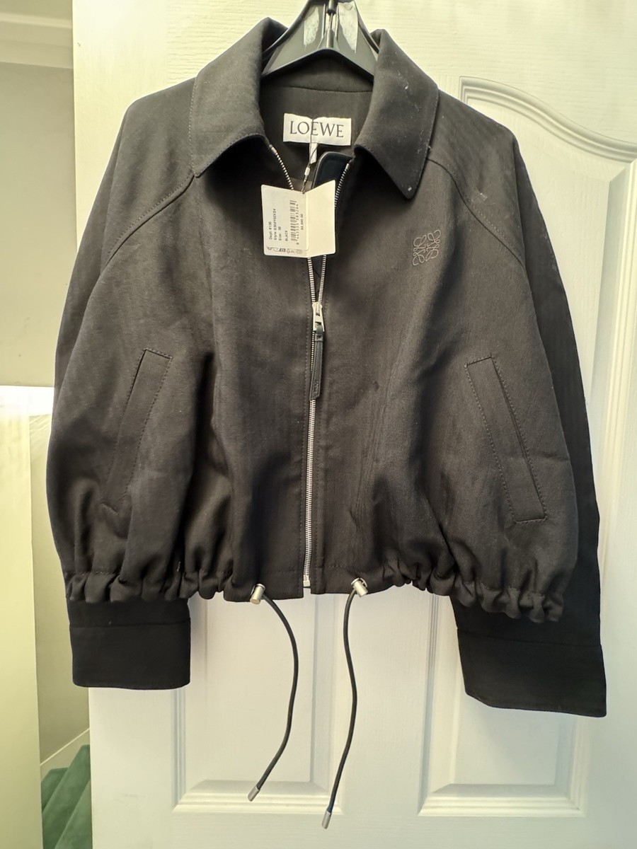 Loewe Unisex Balloon Jacket. NWT. Black Cotton And Leather Sz 36 $2900 Coat