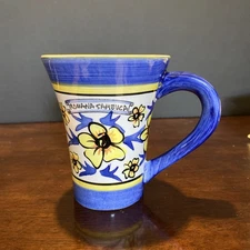 Romana Sambuca Blue Yellow Floral Cappuccino Coffee Tea Mug Cup