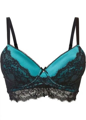 Neu Schalen BH Gr. (100) D Schwarz Grün Damen Bra Oberteil Dessous