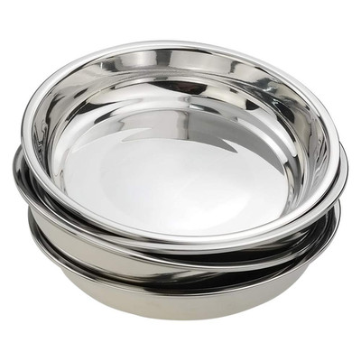 Anbers 18/10 Stainless Round Dinner Plates Dishes 9.4-Inch Camping Plate 4 Packs