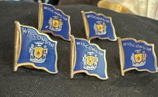 Vintage Wisconsin State Flag Lapel Hat Pin Travel Souvenir Gift Lot Of 5 Blue