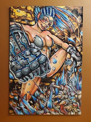 Khione EGS Sexy Mecha Original Art 4x6 Sketch Card by Louie Jane Sumobay 1/1
