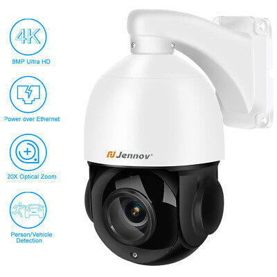 4K 8MP PoE Camera Outdoor 20X Optical Zoom PTZ Dome Security