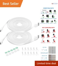 20FT Flat Power Extension Cable Micro USB Cord for Security Cameras 2 Pack