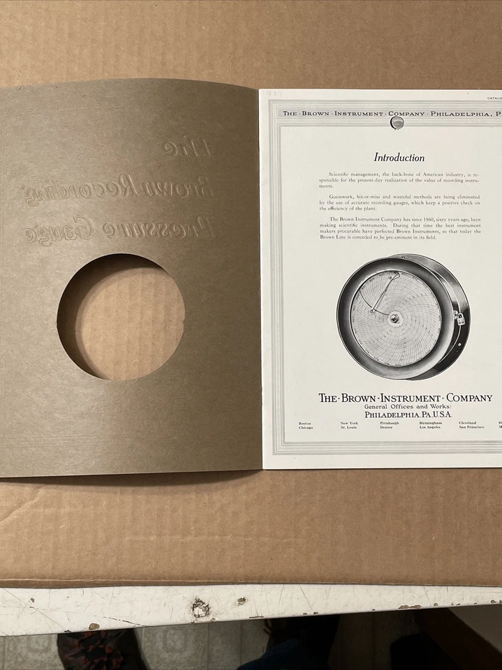 Antiguo catálogo publicitario manómetro de grabación marrón 1920  Foto 3 de 4