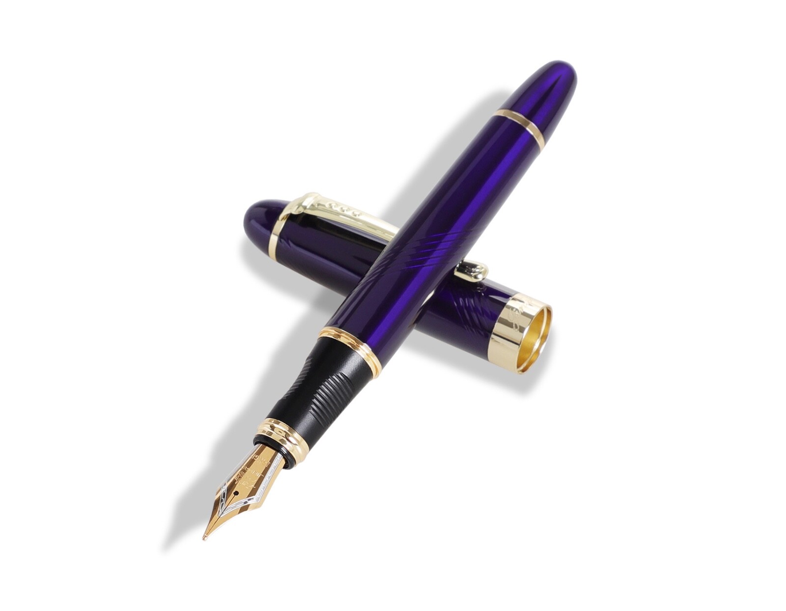 Jinhao 650 Füllfederhalter Mit Redwood-Griff & 18KGP-Feder - Schwarz, Mittlere Spitze 0,5 Mm, Inkl. Konverter
