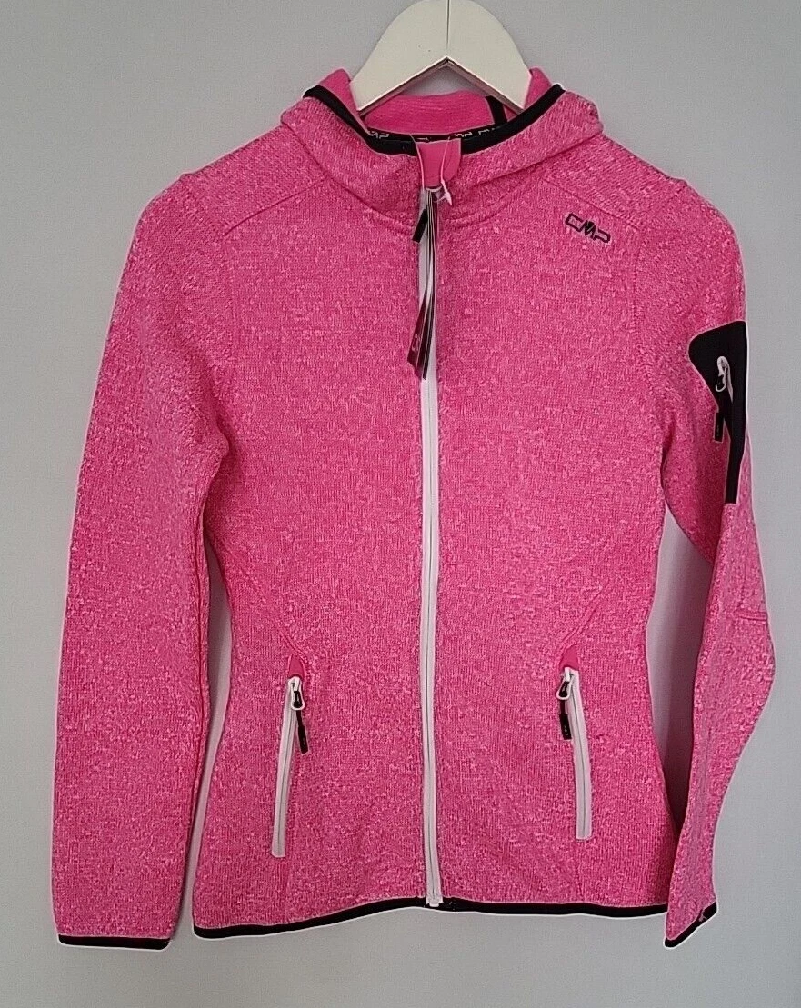 CMP Womens Hoodie Sweater Size XXS UK 4 Pink Full Zip Outdoor Hiking Comfort