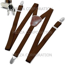 New Kid's Boy's girl's Vesuvio Napoli Suspenders Braces clip on formal Brown