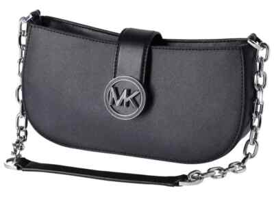 Michael Kors Carmen Small Pouchette Black Shoulder Bag 35H3SNMC0L NWT $398