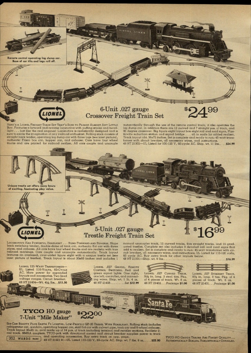 1966 PAPER AD 2 PG Lionel .027 Gauge Electric Train Tyco HO