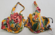 Shade Shore Orange Tropical Lightly Lined Underwired Ruffle Swim Top Size 34 B