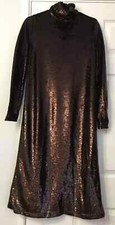 ZARA HEAVY SEQUIN MIDI DRESS ~ BROWN ~ SIZE M (tagged L) ~ 3920/100