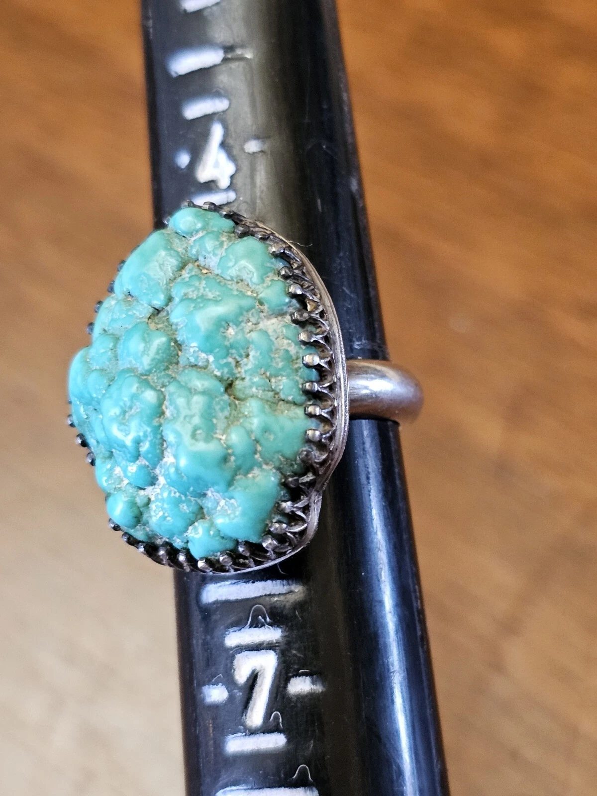 Vintage Native American Turquoise Nugget Sterling 925 RING Size 5 Pre Owned E4