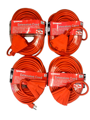 50 Ft Extension Cord 14 Gauge 3 Prong Plug 3 Prong Outlet *LOT OF 4*