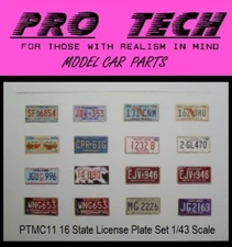 PTMC 11 16) 1:43 Scale State License Plate Set Search LBR Model Parts PRO TECH