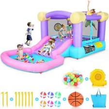 Inflatable Bouncy House for Kids with Ball Pit, Basketball Hoop  470W Blower  