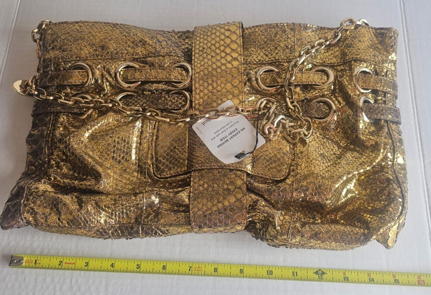 Authentic Jimmy Choo Gold Python Oversize Ramona … - image 9