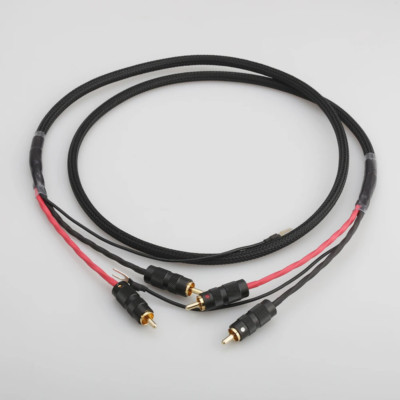 2 RCA Audio Phono Tonearm Cable with Ground Wire for LP Vinyl Record player