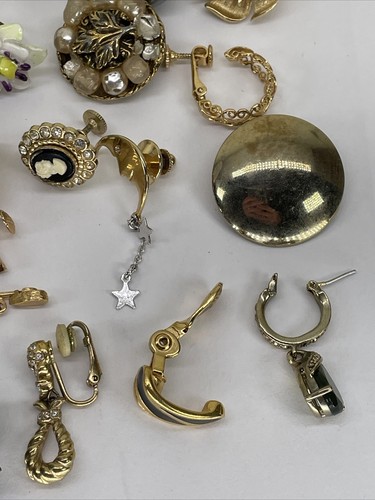 Lotto misto orecchini singoli vintage assortiti 22 pezzi gioielli no paia più firmati - Foto 4 di 19