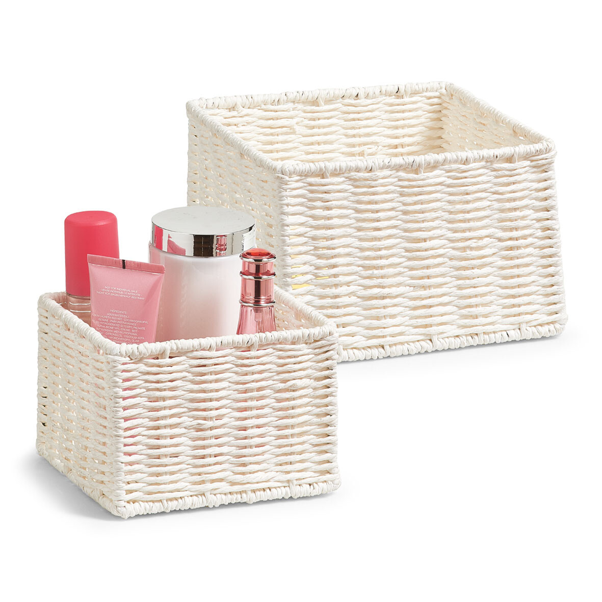 Boxonly Badezimmer Aufbewahrungskorb Mit Bambusgriff – Organizer Für Kosmetik & Schmuck, 25x20x17 Cm, Grau