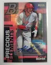 2020 Bowman Platinum #PE-21 Alec Bohm Precious Elements Autograph S/N 44/50...