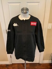 Kappa Black Oversized Zip-Up Sweatshirt W/ White Embroidery, Size M, NWT