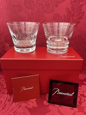 NIB FLAWLESS Pair Glass BACCARAT France VEGA & BIBA Crystal OLD FASHION TUMBLERS