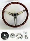 65-69 Mustang Wood Steering Wheel Mustang Cap 15" High Gloss Finish w/ Rivets