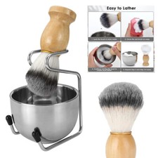 Mens Razor Shaving Brush Set Badger Beard Hair Removal Bowl With Stand Holder