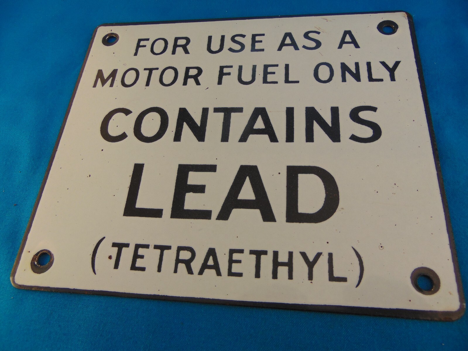 VINTAGE PORCELAIN GAS PUMP PLATE SIGN LEADED GAS TETRAETHYL ETHYL NICE! eBay