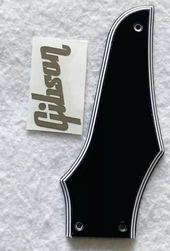 Gibson Firebird Non-Reverse Truss Rod Cover+Silver Decal Guitar Pickguard Black
