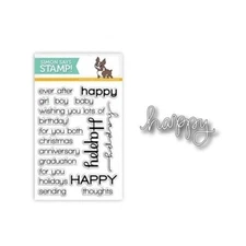Simon Says Stamp Happy Sentiments 3x4 Clear Stamps/ Happy Word Metal Cutting Die