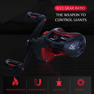 High  8.1:1 Gear Ratio Baitcast Fishing Reel 19+1 Ball Bearings P3Z7
