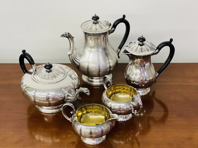 Antique 5 pc Marlboro Old English Silver Plated Copper Tea Set | eBay