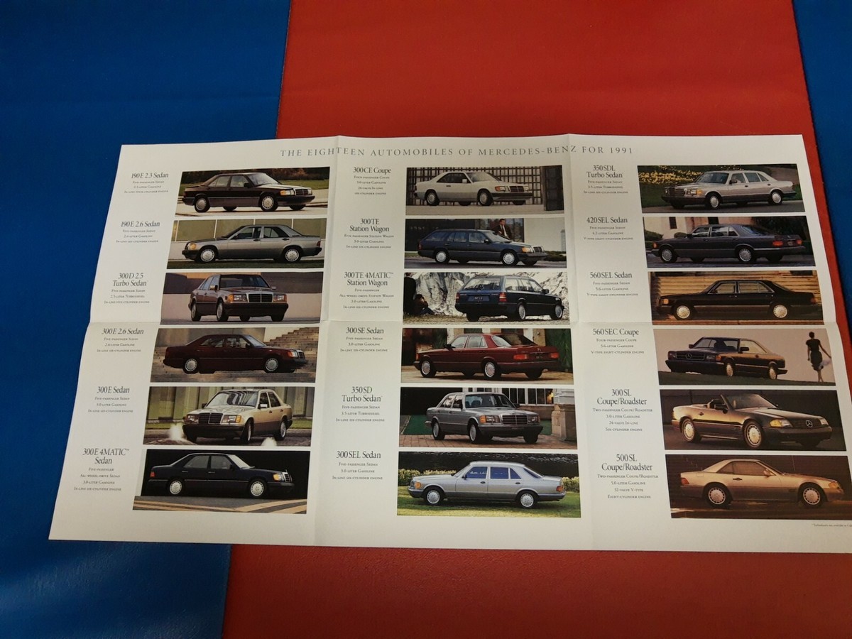HONDA Mercedes-Benz PORSCHE 洋書 まとめ売り 1991 Mercedes-Benz Model Line Sales Brochure Poster 500 SL 560 SEC