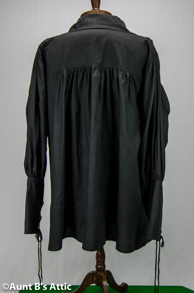 Camisa Pirata Negra Poliéster/Algodón Con Cordones Frontales Para Hombre Disfraz Camisa Foto 2 de 4