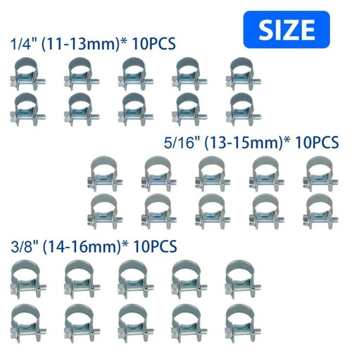 Lot De 50 Colliers De Serrage Réglables En Acier Inoxydable 3/8" à 1/2" - Pour Tuyaux, Ligne De Carburant