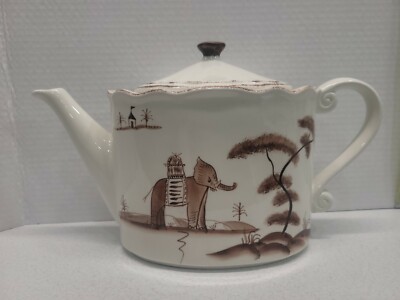KUNST BAUMトリポッド Vintage Style Eyes Animal Landscape Tea Pot by Baum Brothers