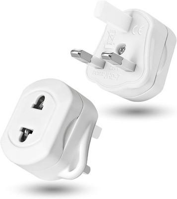 2er Pack Rasierer Stecker Adapter UK, 2 Pin auf 3 Zahnbürsten Konverter weiß