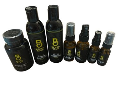 Lot Of 7 New Beard Club Beard Shampoo 4oz, Vitamin Spray & Cleansing Spray .5oz