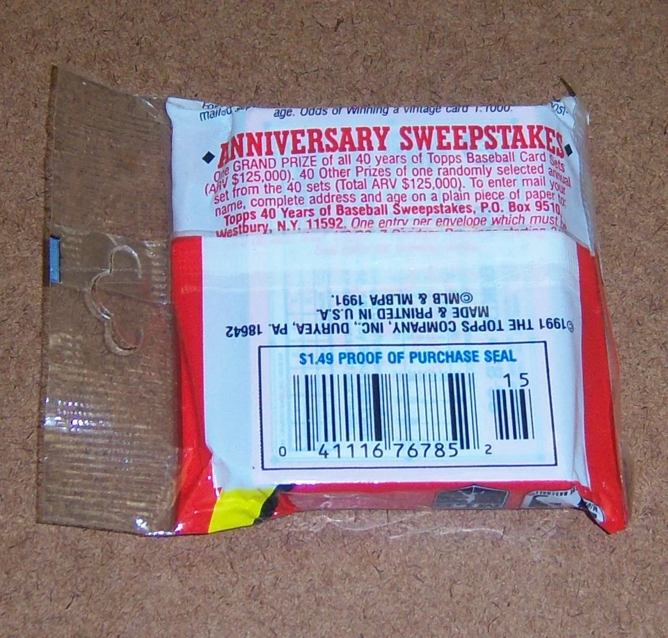 Tarjetas de béisbol vintage 1991 Topps 40 años - 23 paquetes sellados - 920 tarjetas nuevas Foto 3 de 3
