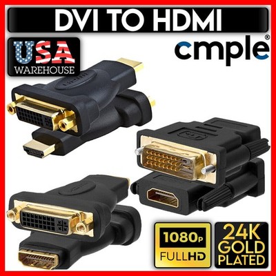 2 pcs HDMI to DVI Adapter Monitor Cable HDMI Converter DVI-D 24+1 Pin HDTV LCD